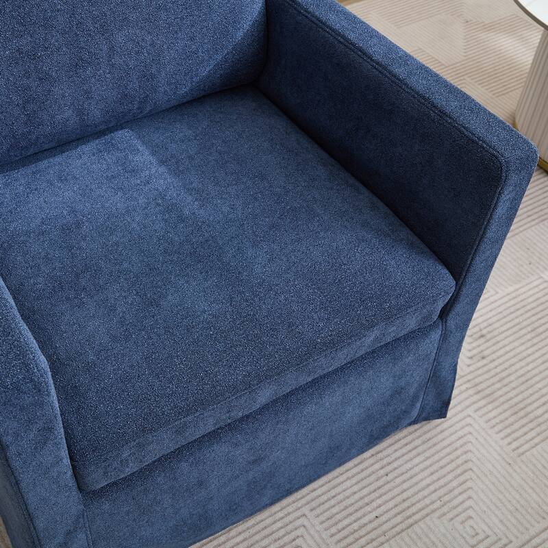 29.92'' Swivel Accent Chair, Upholstered Skirted Swivel Chair with Removable Back Cushion, 360 Degree Comfy Armchair 