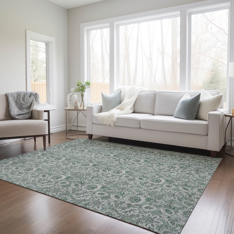 Machine Washable Indoor/ Outdoor Chantille Floral Rug