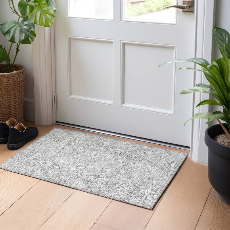 Machine Washable Indoor/ Outdoor Chantille Tropical Palm Rug