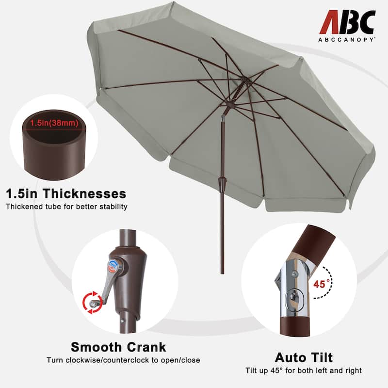 ABCCANOPY 10FT Outdoor Table Market Umbrella Tilt and Crank for Garden