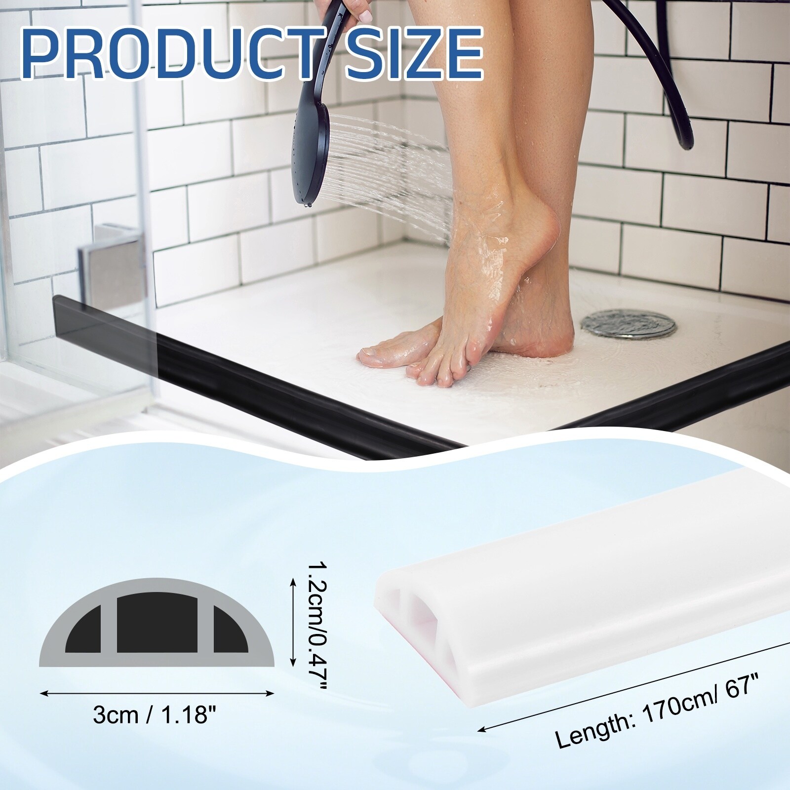 Shower Water Barrier, Silicone Splash Guard Shower