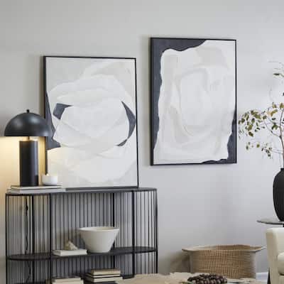 Canvas Abstract Living Room Framed Wall Art with Black Frame