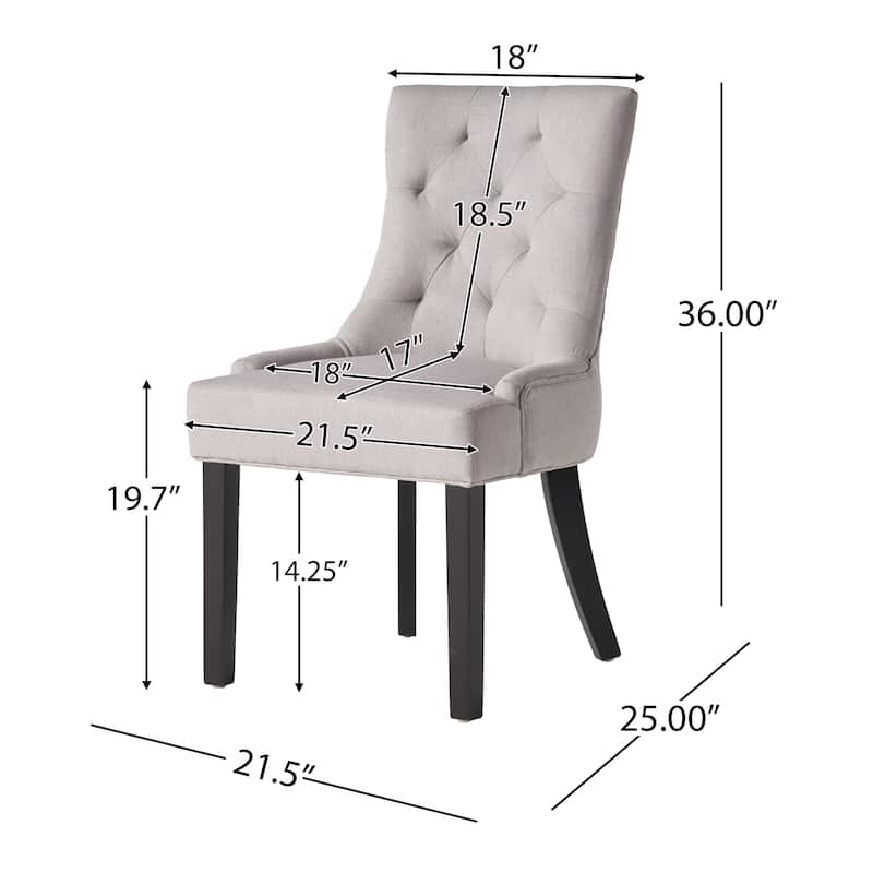 Tufted Dining Chairs Set of 2, Upholstered Fabric Dining Room Chairs Kitchen Chairs with Wood Legs and Padded Seat