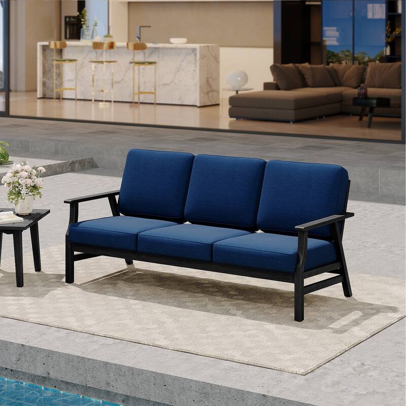 Casual Wood Cushioned 5-Piece Outdoor Patio Conversation Set