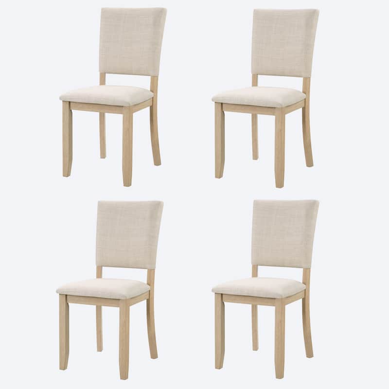GDFStudio - Silken Minimalist Upholstered Ergonomical Curved Backrest Dining Chairs, Padded Seat, Set of 4