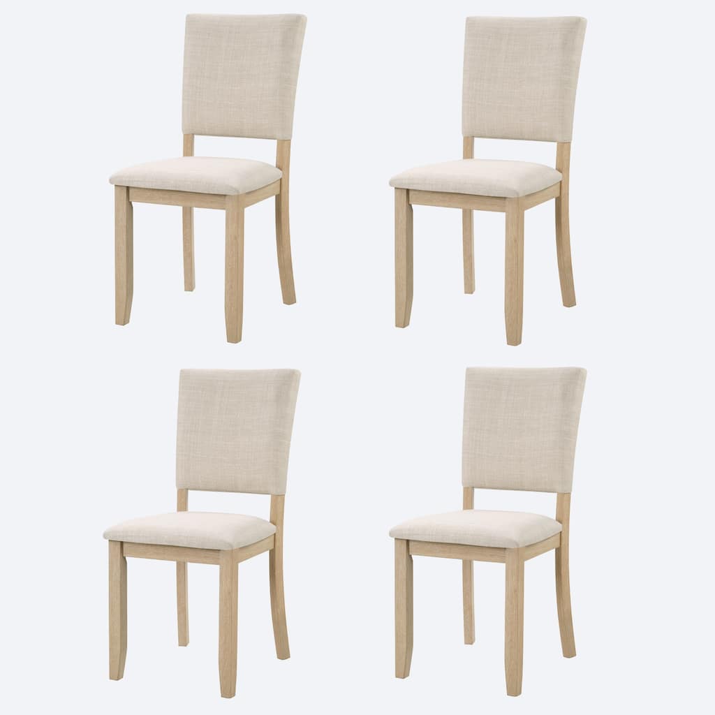 Modern Minimalist Dining Chairs Set of 4, Kitchen Chair with Padded Seat, Wooden Upholstered Side Chair for Dining Room