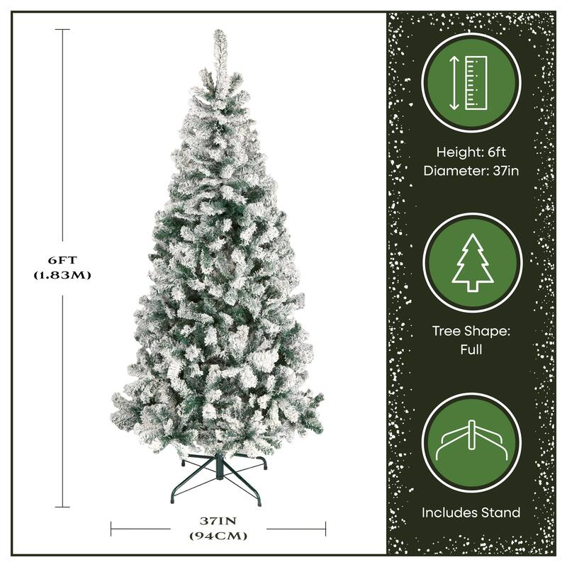 National Tree Company 6 ft Acacia Flocked Artificial Christmas Tree, Unlit, Pencil Profile, Includes Metal Stand - 6 Foot