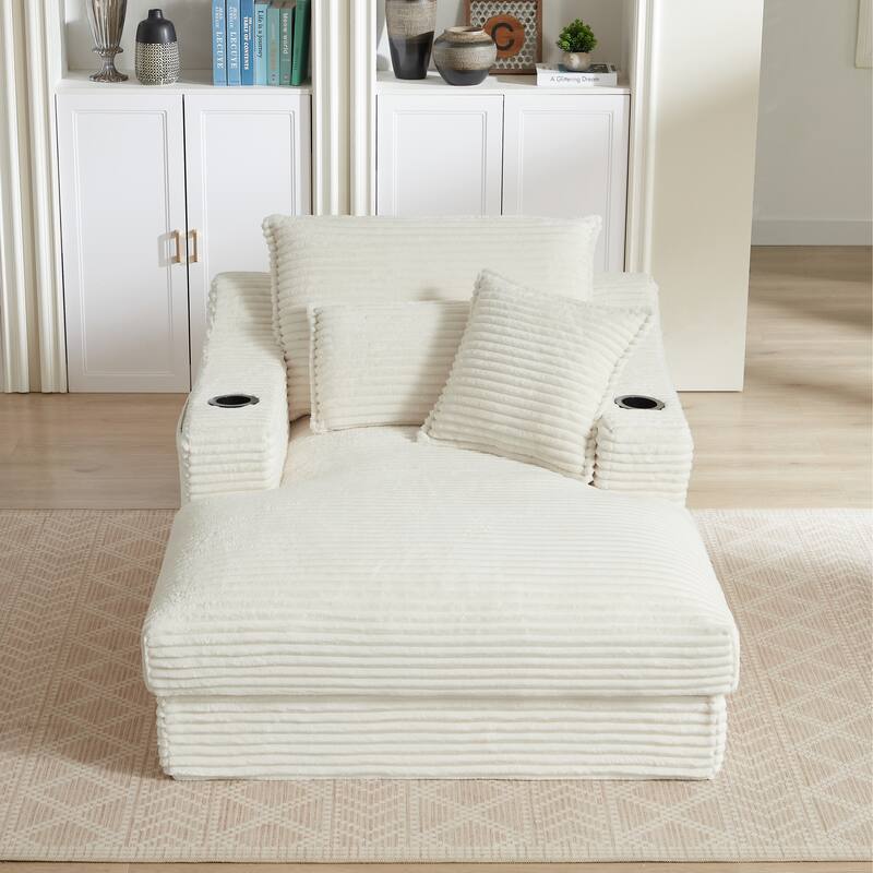 Rossetta 47'' Modern Comfortable Unique Cushion Design Cushioned Compression Corduroy Sofa with Spacious Depth -  White