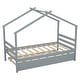 preview thumbnail 8 of 9, Twin Size House Bed Frame for Kids with Trundle, No Box Spring Needed