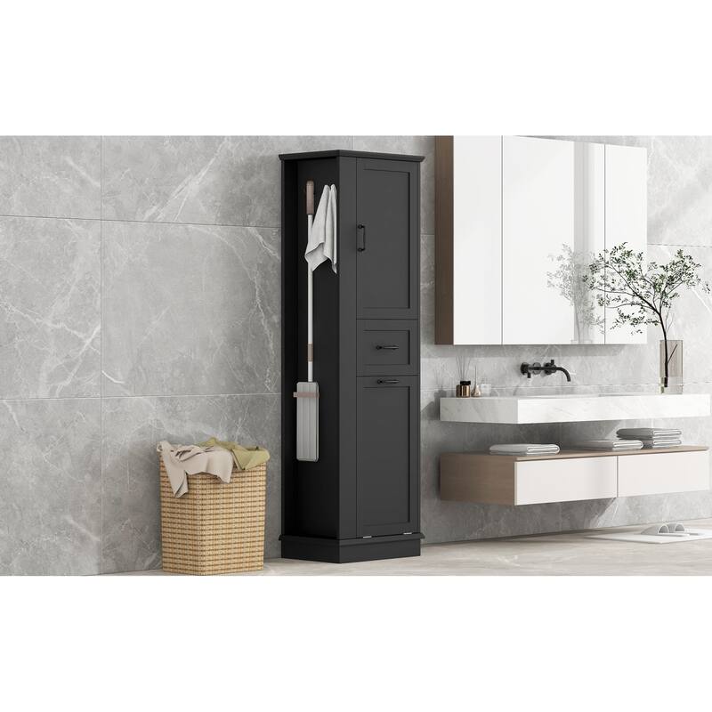 Roomfitters 67" Tall Modern Storage Cabinet with Tilt-Out Compartment and Side Hooks