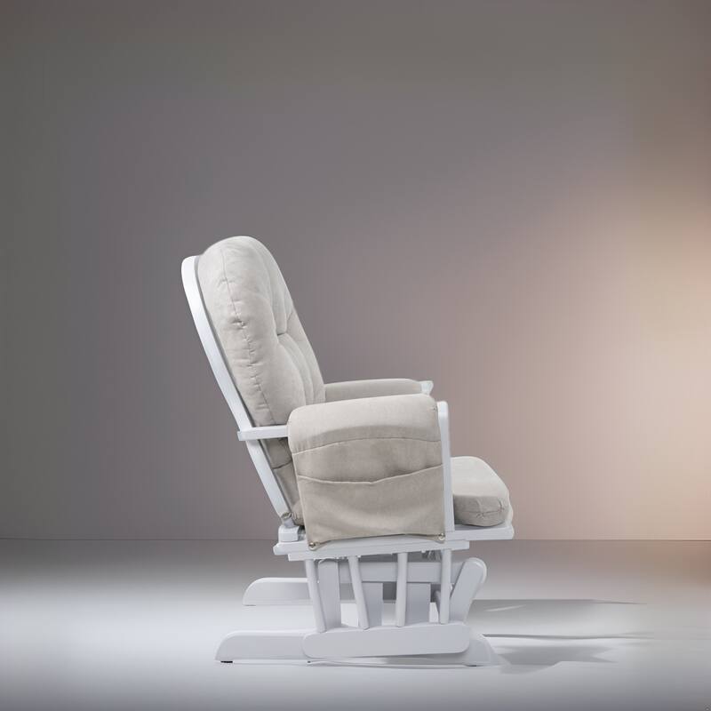 Nursery Glider and Ottoman Set - Reclining Rocker Chair with Padded Back, Armrests, and Cushions