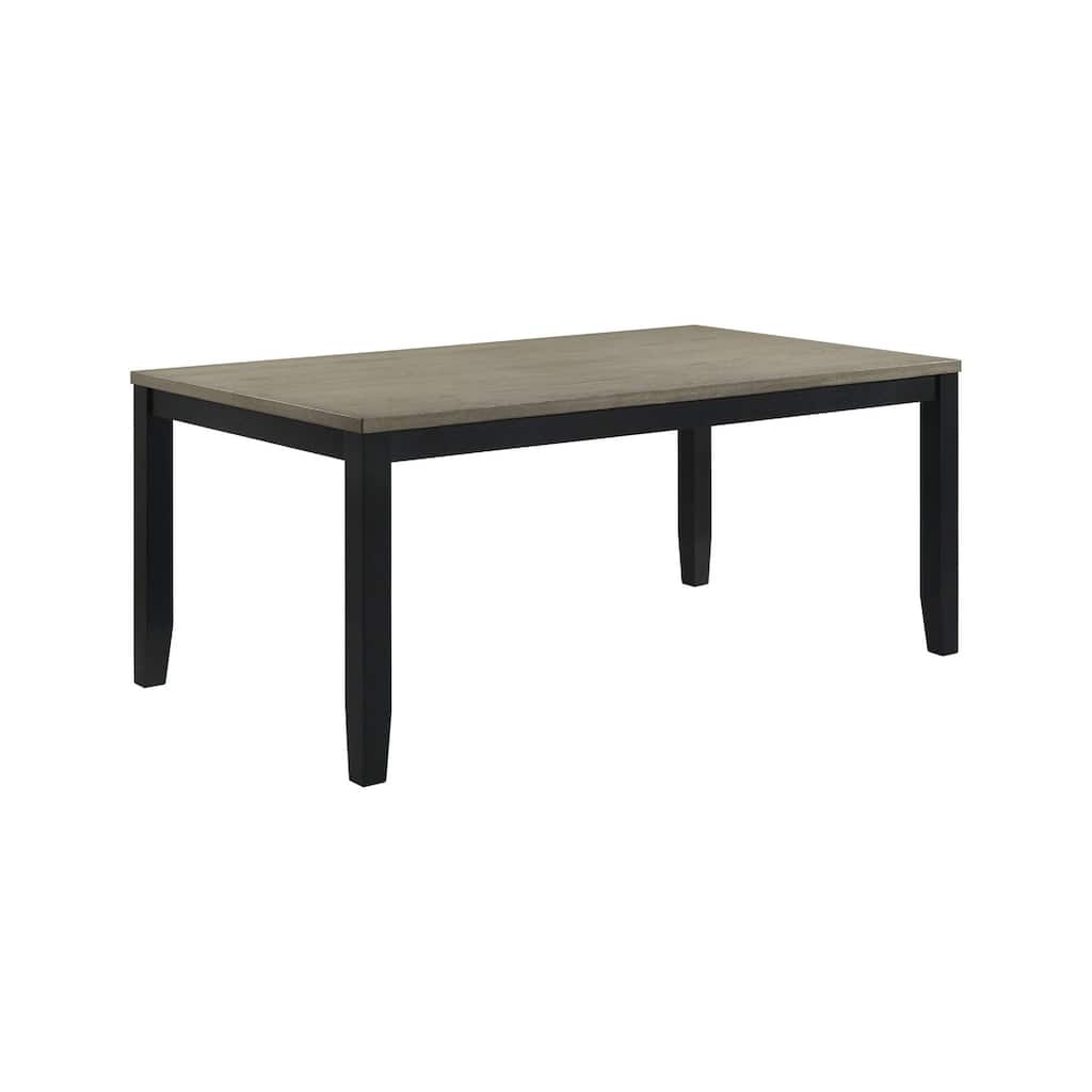 Emoi Dining Table, 71 Inch Rectangular Gray Oak Wood Top, Black Legs - Gray Oak, Black