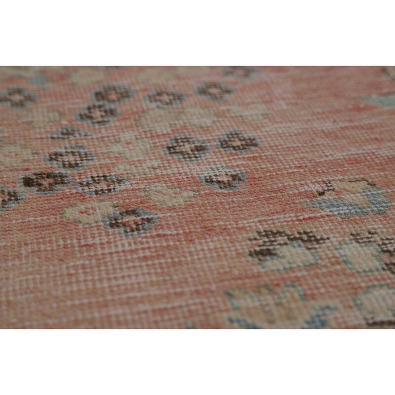 Pink Mashad Persian Vintage Area Rug Handmade Wool Carpet - 9'3" x 12'8"
