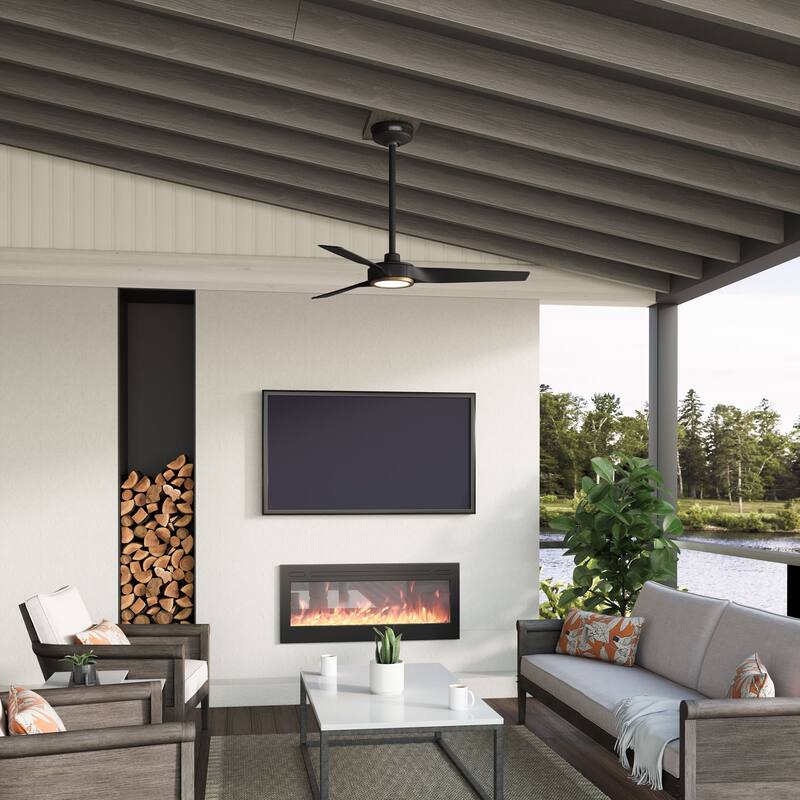 Hunter ZenTech Indoor / Outdoor 3-Blade Smart Ceiling Fan w/ LED Light and Handheld Remote - Modern & Contemporary.