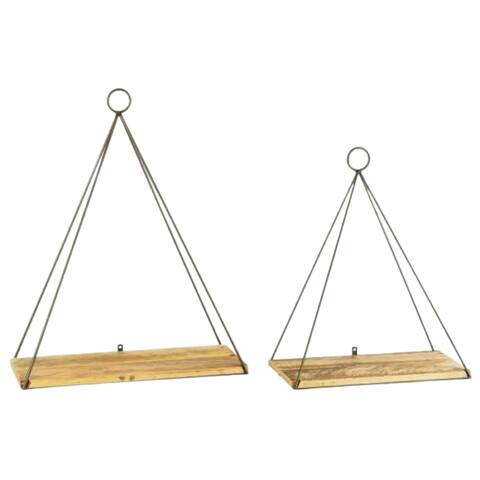 Triangle Shelves With Recycled Wood - 23-inche Tall, Set of 2