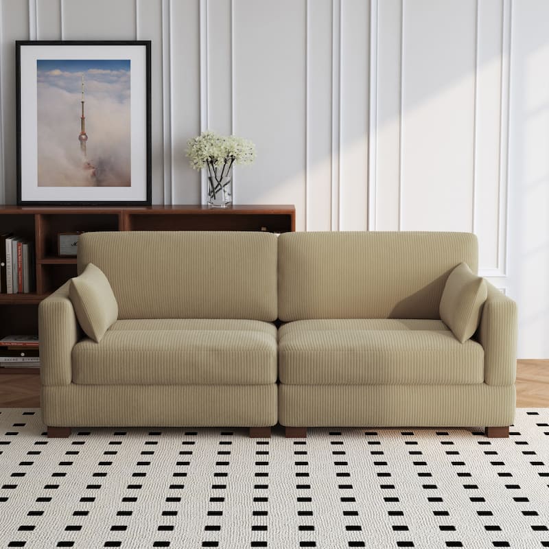 84.5″W Modern Corduroy Couch Modular Sofa