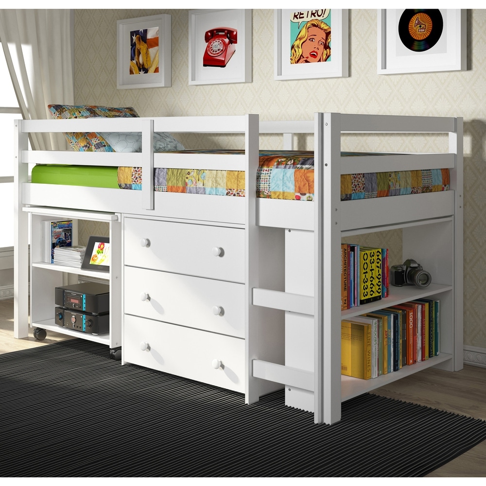 kids bed with storage and desk