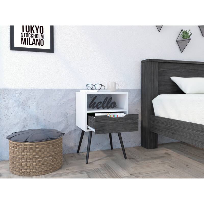 Nightstand Fugaz,Open Shelf,Single Drawer，for Living Room,and Dining Room