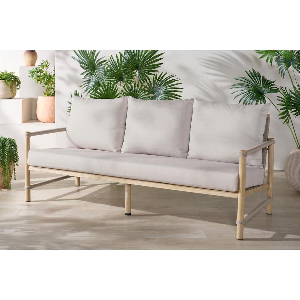 SAFAVIEH Couture Outdoor Patio Furniture Dorianna 3-Seater Sofa - 82"W x 34"D x 34"H
