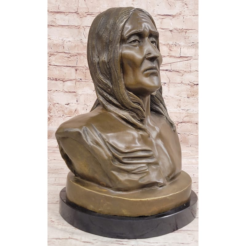 Signed Original Artwork By Milo Native American Chief Bronze Sculpture Bust