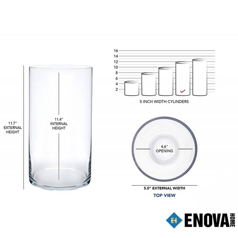 Enova Home Cylinder Shape Clear Flower Glass Vase For Home Garden Decoration