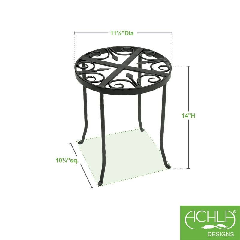 Achla Designs Round Trivet Plant Stand, 14 Inch Tall, Graphite Powder Coat Finish
