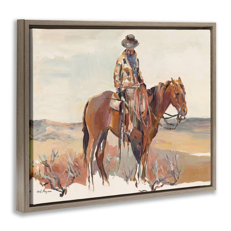 Stupell Western Cowboy Fields & Farm Framed Floater Canvas Wall Art Design By Marilyn Hageman