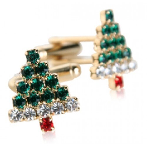 Crystal Christmas Tree Pine Tree Holiday Cuff Links ...
