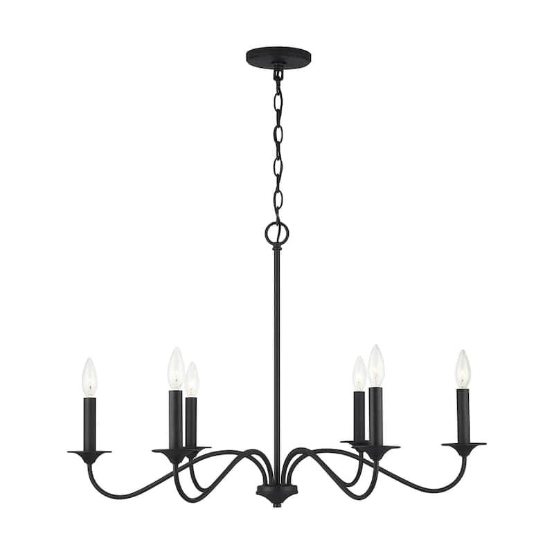 Vincent 6-light Black Iron Hanging Chandelier