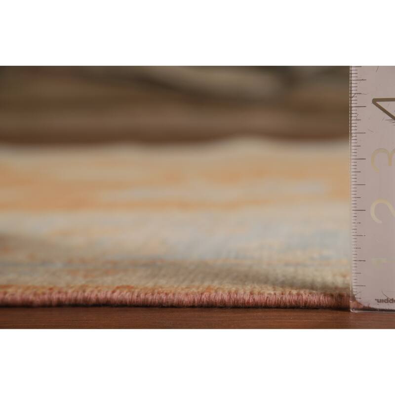 Orange Vegetable Dye Floral Oushak Turkish Rug Handmade Wool Carpet - 5'8"x 9'0"