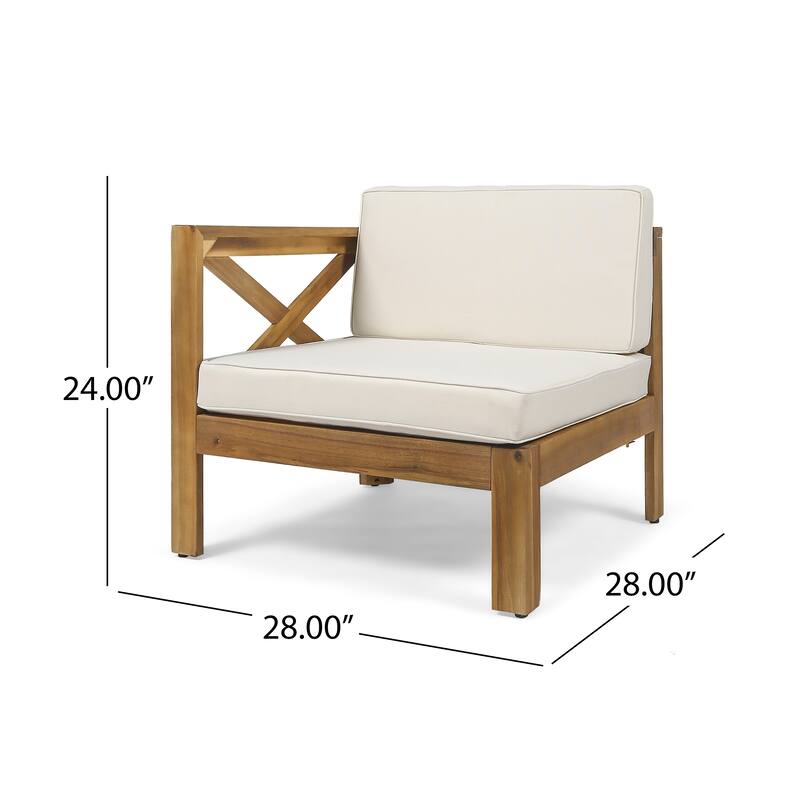 3 Piece Outdoor L-Shape Sofa Set, All-Weather Acacia Wood Conversation Furniture Set with Ottoman and Coffee Table