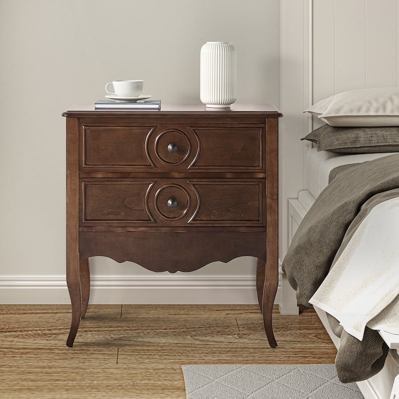 Sidney Traditional 3-Drawer Nightstand with Built-In Outlets and USB by HULALA HOME