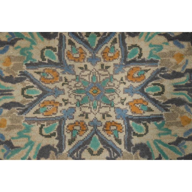 Hand Knotted Oriental 100% Wool Carpet Traditional Floral Brown Tabriz Area Rug - 9' 3'' X 6' 5''