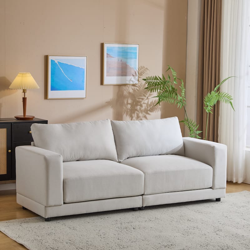 81" Classic Polyester 3-Seater Sofa with Soft Fabric Upholstery