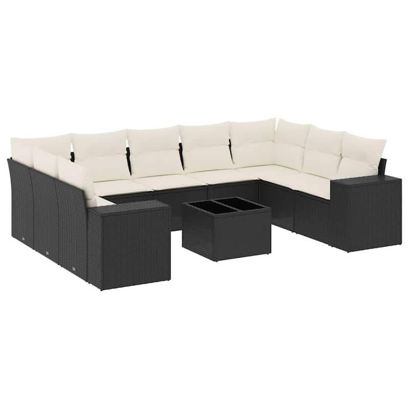 vidaXL Garden Sofa Set Black PE rattan Large Modular Garden Sofa Set - 27.2 x 24.4 x 113.8