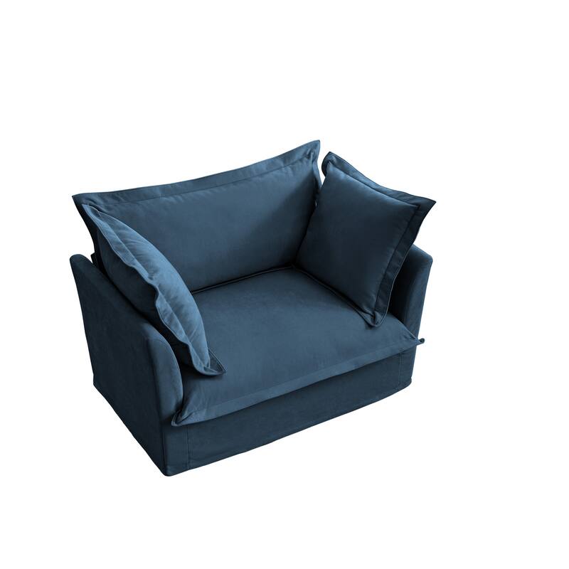 Chenille Slipcovered Armchair with Deep Seat & 3 Pillows (300lb Capacity)