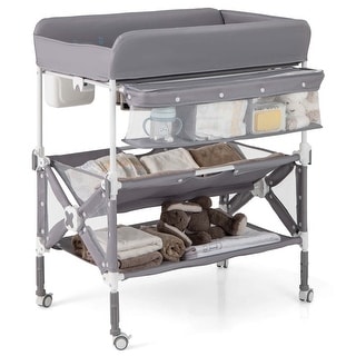 Costway Portable Baby Changing Table with Wheels Adjustable Height - See Details