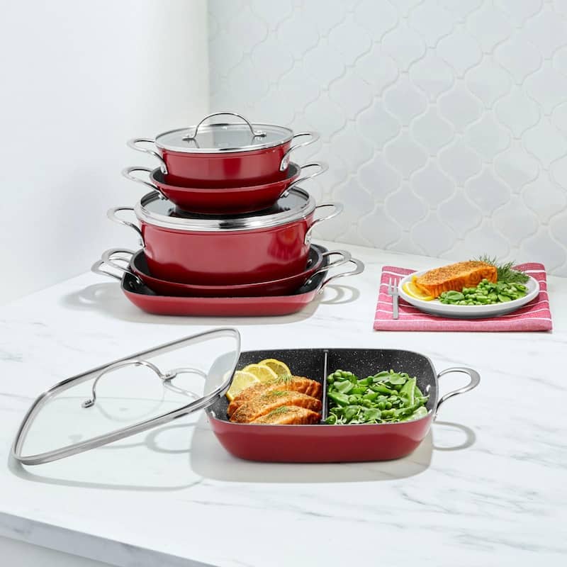 Curtis Stone 10 piece Dura Pan Stacking Cookware Set Refurbished