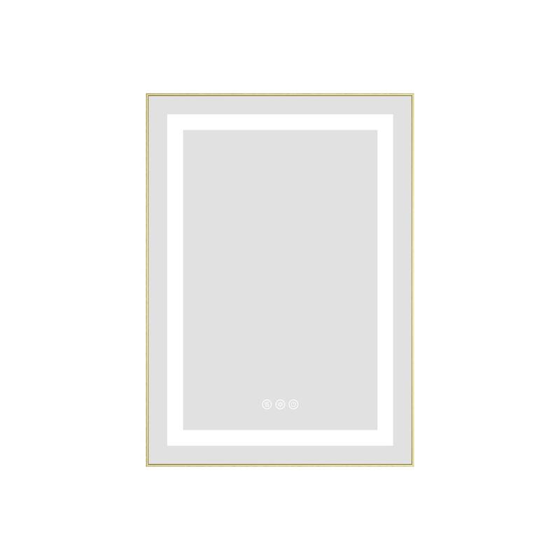 20" x 28" LED Bathroom Mirror with Front and Backlight, Wall Mounted Vanity Mirror with Aluminum Frame, Anti-Fog - Brushed Gold