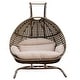 preview thumbnail 1 of 8, Double-Seat Swing Chair with Stand and Cushion