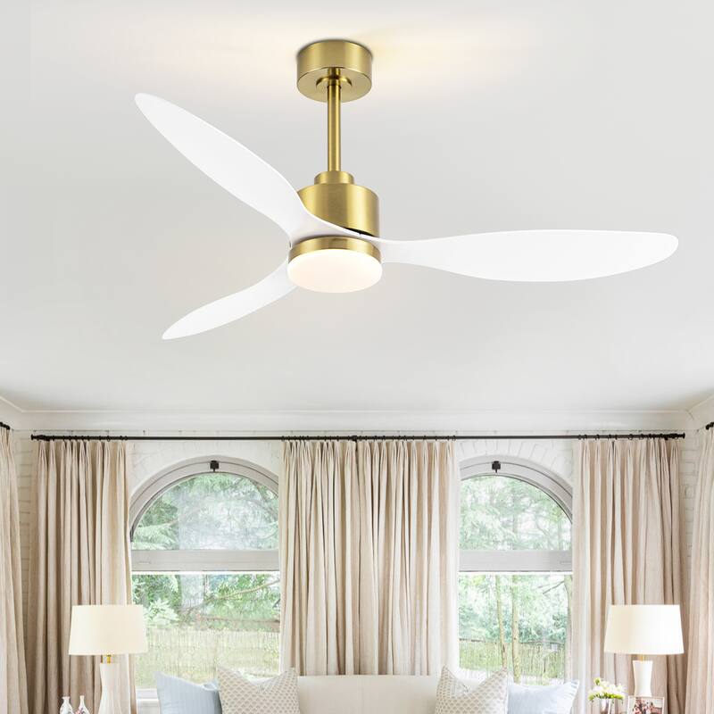 52 Inch Gold LED Ceiling Fan with Lights Remote(3-Blade)