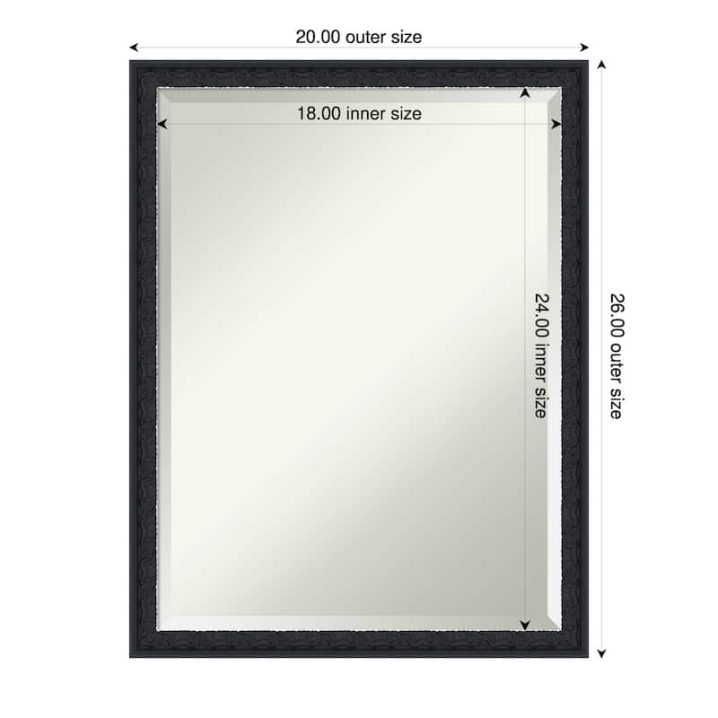 Bethany Beveled Wood Framed Bathroom Vanity Wall Mirror - 20 x 26 in - Bethany Black