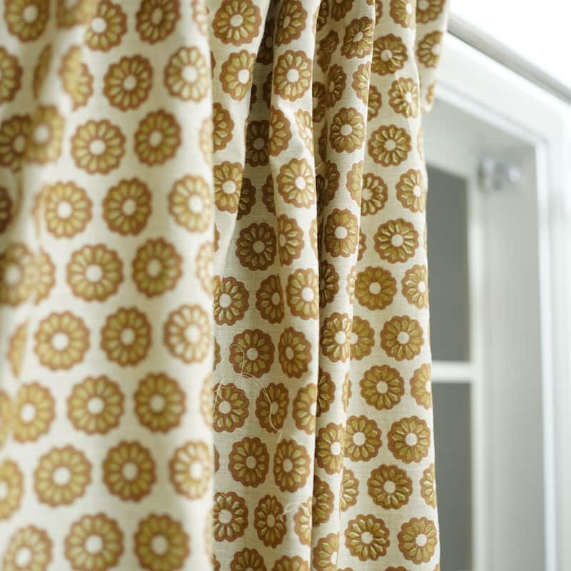 Fabdivine Floral Soft Linen Blend Fabric Kitchen Living Room Window Home Accent Décor Curtain