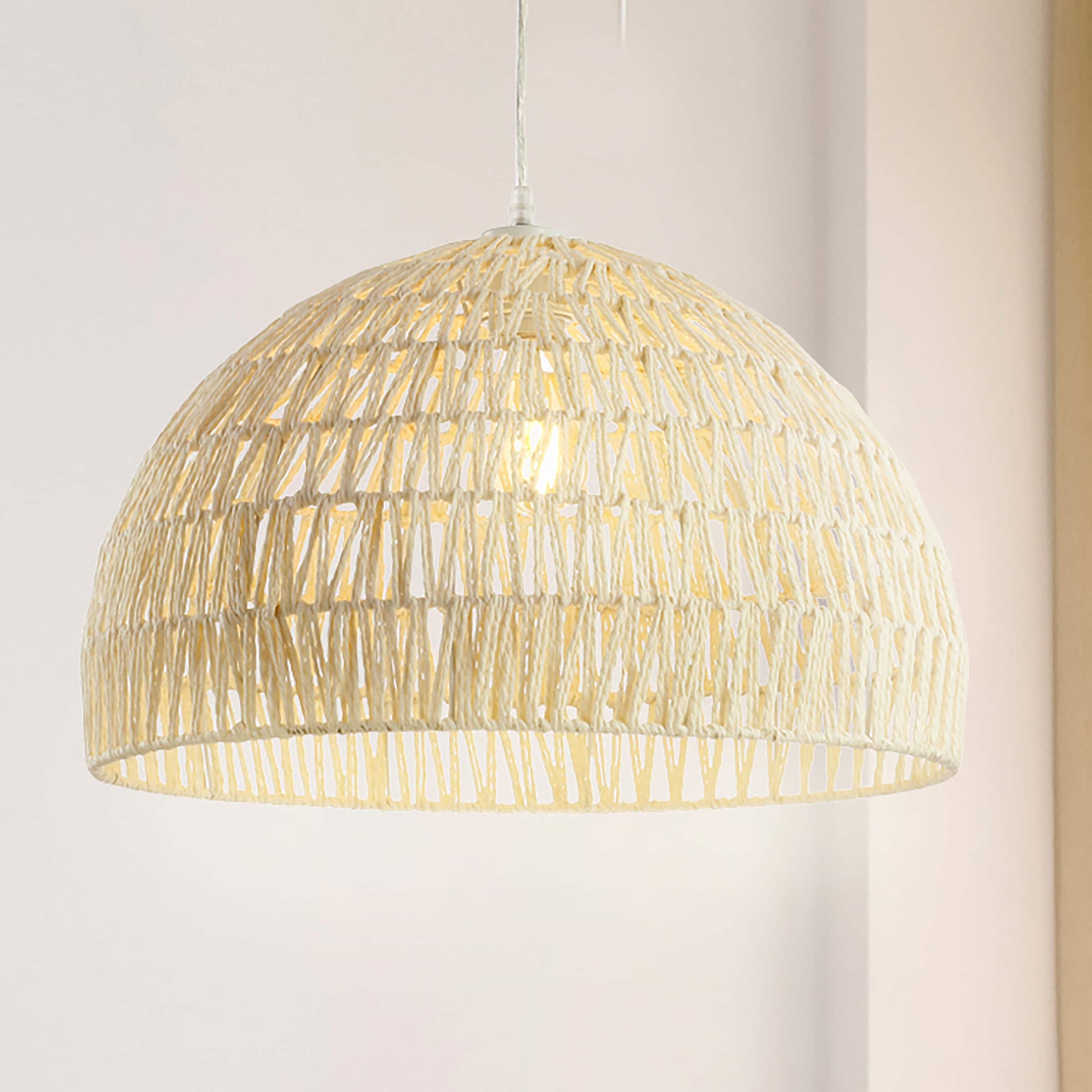 JONATHAN Y Jigu 1-Light Woven Rattan/Iron LED Pendant