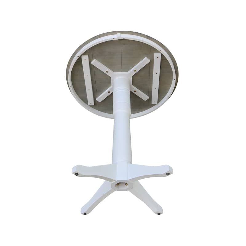 36" Round Top Pedestal Table - White/Heather Gray - N/A