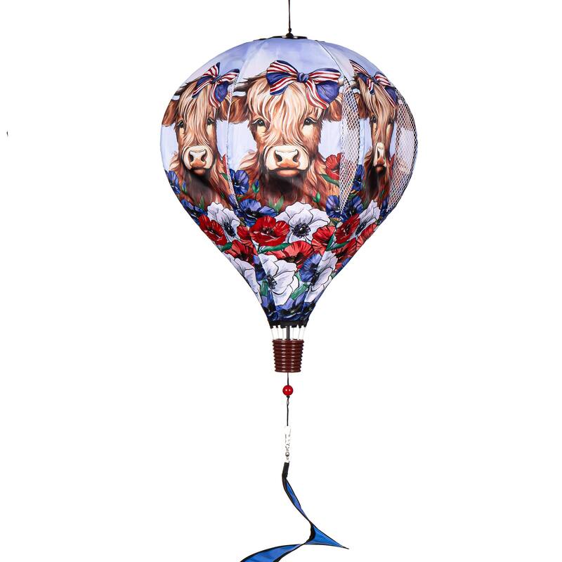 55" Patriotic Highland Cow Balloon Spinner