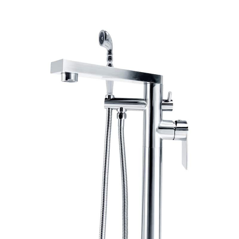 Venus Square Head Tub Filler Faucet with Handshower - Breeze Handle - Brushed Nickel