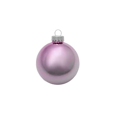 Shiny Finish Glass Christmas Ball Ornaments 3.25" (80Mm) Baby Pink 8Ct