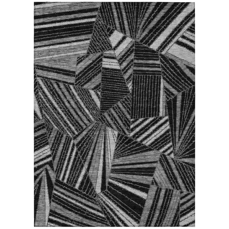 Machine Washable Indoor/ Outdoor Chantille Modern Mosaic Rug