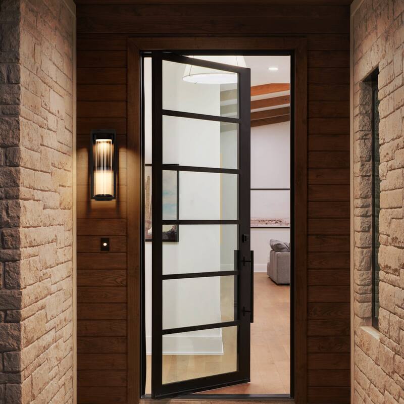 5.5" W 1-Light Modern Black Rectangle Aluminum Integrated LED Outdoor Wall Light with Clear Glass